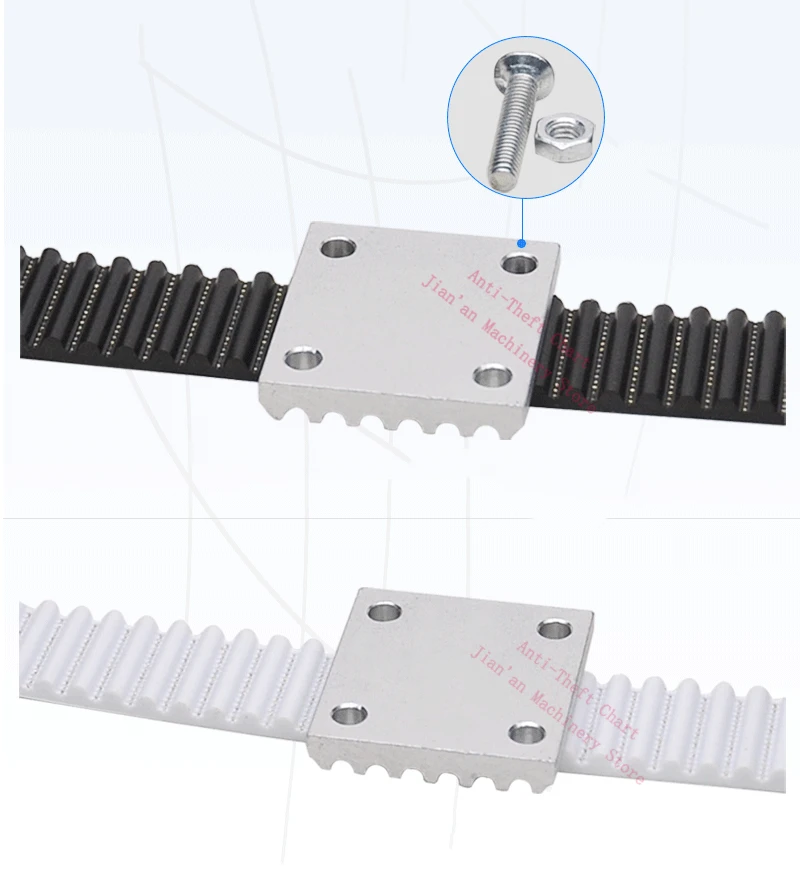 Aluminum Trapezoid teeth Clamp Tooth plate T2.5 T5 T10 AT10 for open synchronous belt Fixed timing Belt connection Gusset plate