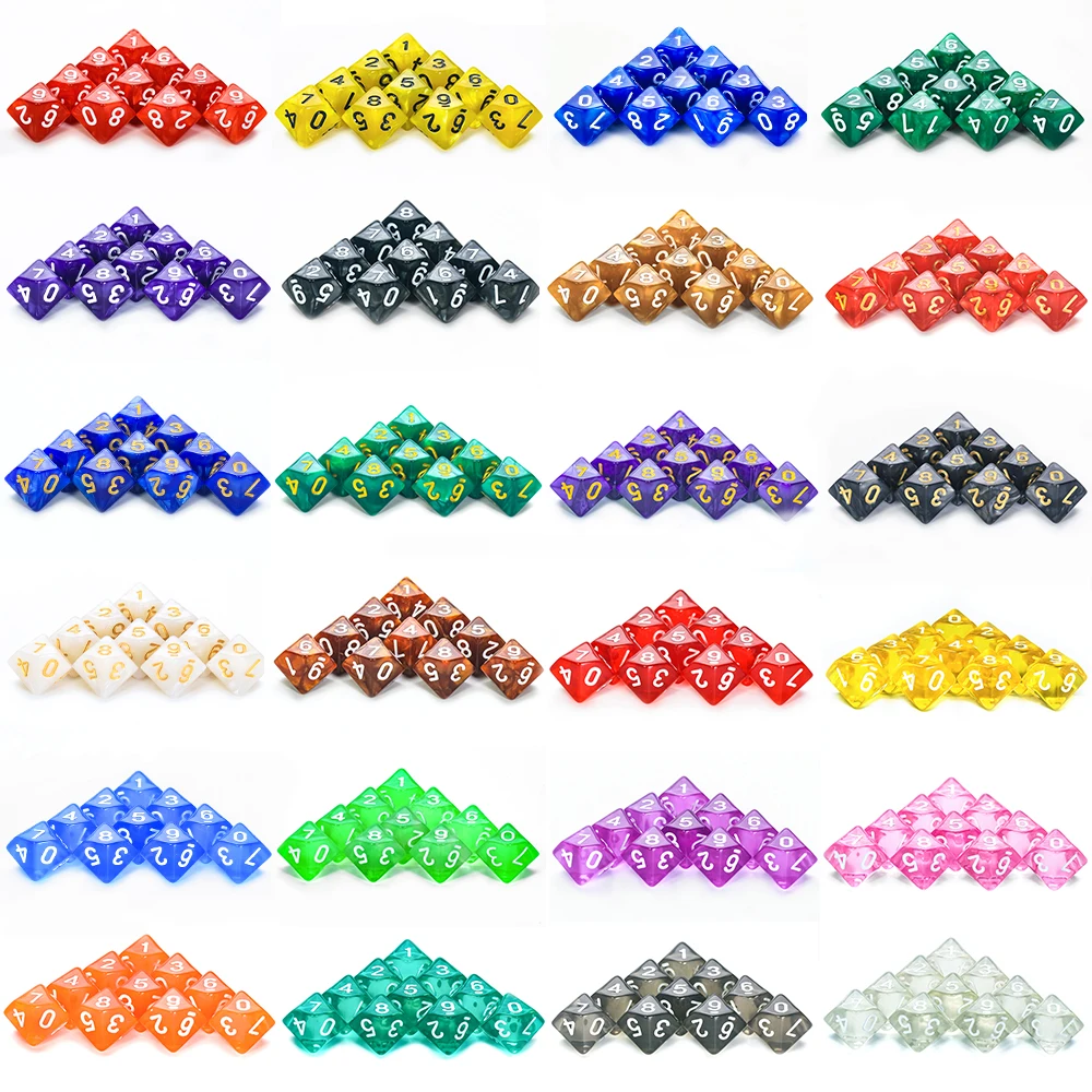 

D10 Многогранные игральные кости 10 шт./компл. DND игры для мрамора, прозрачные для забавной настольной игры для вечеринок