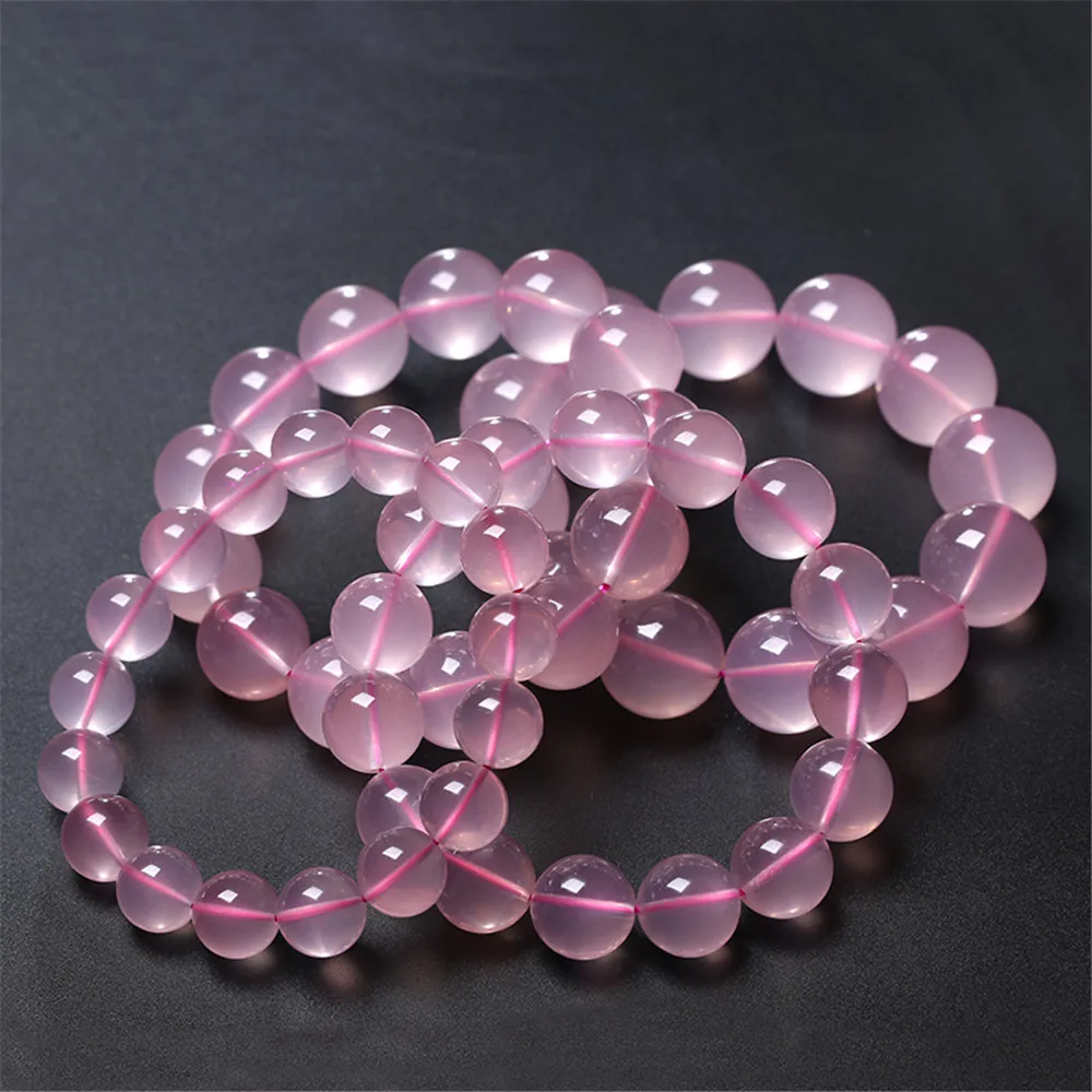 Top Natural Pink Rose Quartz Bracelet For Women Mozambique Round Beads Gemstone Stretch AAAAA 8mm 10mm 11mm 12mm 13mm 14mm 15mm