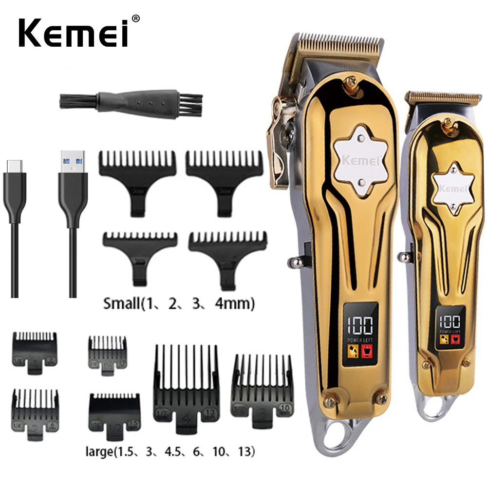 kemei-hair-clippers-for-men-cordless-close-cutting-t-blade-hair-trimmer-kit-professional-hair-cutting-machine-combo-for-barbers