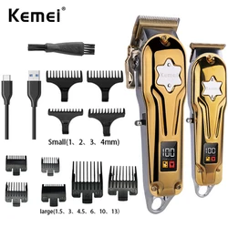 Kemei Hair Clippers for Men Cordless Close Cutting T-Blade Hair Trimmer Kit Professional Hair Cutting Machine Combo for Barbers
