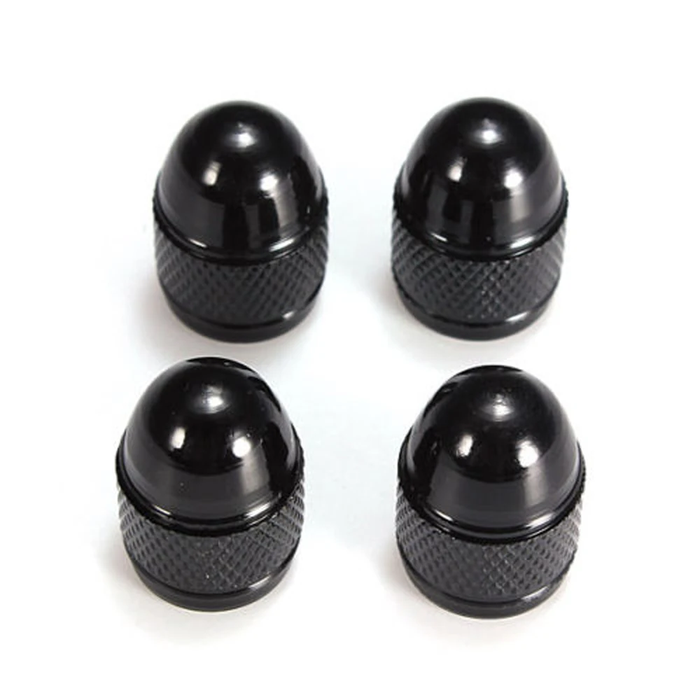 4pcs Aluminum Nipple Caps Bullet Car Truck Air Port Cover Tire Rim Valve Wheel Stem Cap Black Exterior Car Accessories