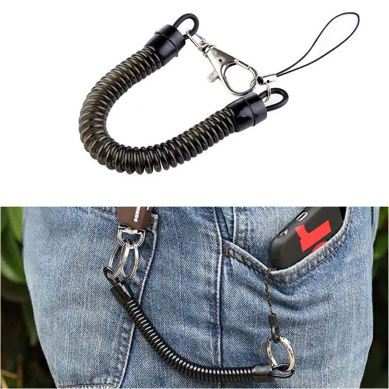 

1Pc Spring Coil Keychain Spiral Retractable Theftproof Anti-Lost Stretch Cord Safety Key Ring Lobster Clasp Hook for Keys Wallet