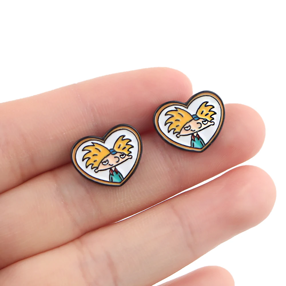 

PF079 New Funny Anime Figure Studs Earrings For Womens Stainless Steel Pierce Korea Earrings Cute Enamel Jewelry Girls for Gifts