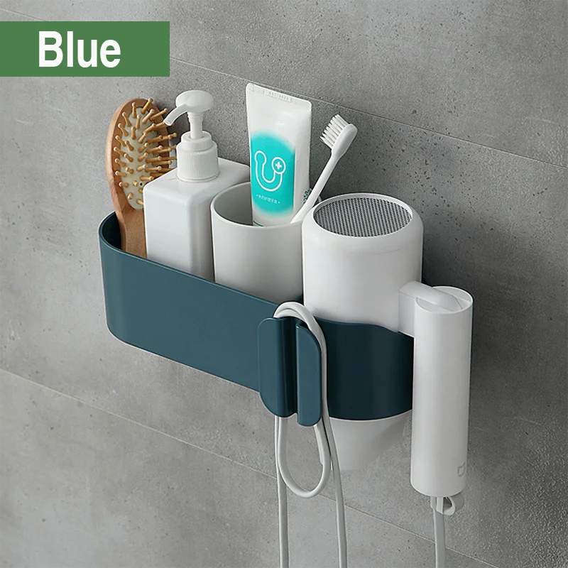 No Trace Sticker Multifunction Hair Dryer Holder Curling Iron Shelf For Bathroom Organizer Storage Rack Bathroom Accessories Set