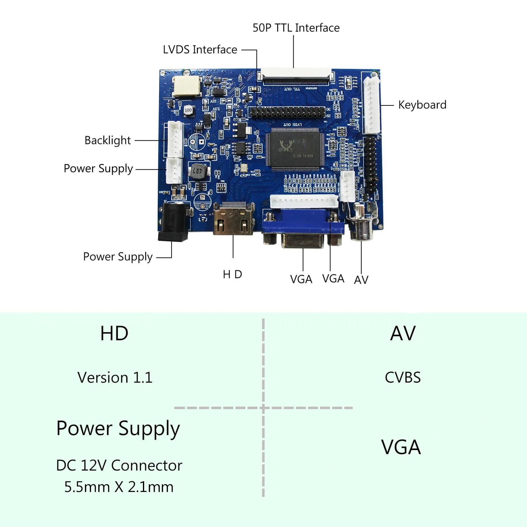 For 15.6inch 1920x1080 N156HGE-L11  B156HW01 LCD HDM I VGA AV LCD Controller Board 