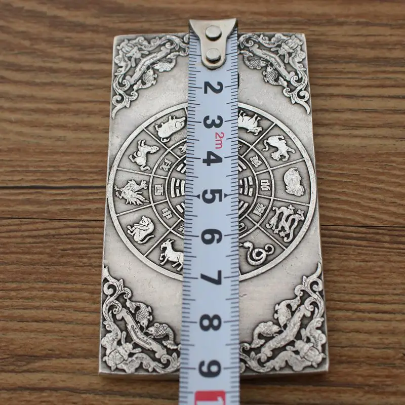 Chinese tibet Silver Bullion thanka Fengshui The carp jump the dragon gate statue amulet Waist tag, hang metal pandent