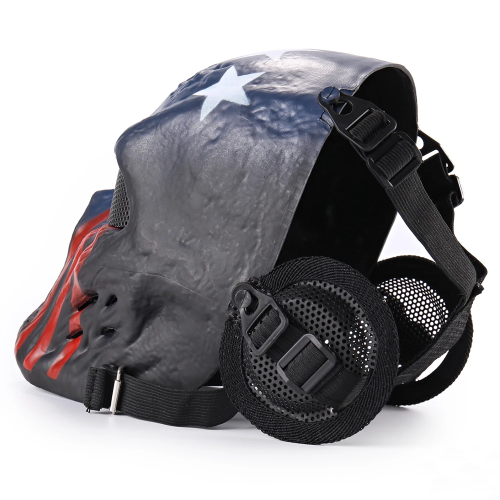 Full Face Protective Mask With Ear Protector For Outdoor Gaming Sports CS Paintball Rmy Fan Connection Props Halloween Cosplay