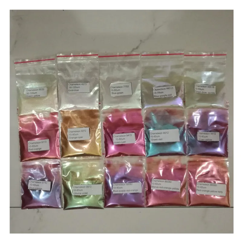 

Chameleon Pearl Pigment Powder Color Changing Shift Paints Samples Kit 10grams Each Lot for Cosmetics Coating