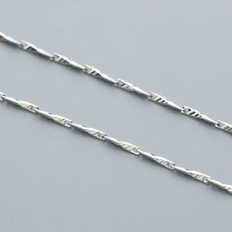 

925 Sterling Silver Bamboo Chain Fine Necklace for Women Jewelry Long 40 45 CM Platinum Color Charming Accessories Birthday Gift