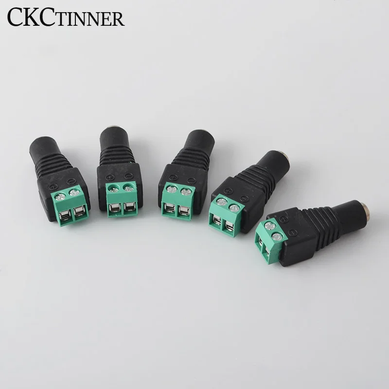 10Pcs No soldering 2.1x5.5mm Power DC Jack Plug Socket dc Connector Female + Male DC Plug Jack Adapter Wire Connector CCTV Conne