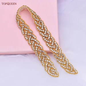 Topqueen S216-G Gold Brautgürtel Strass Voller weiblicher Flügeldesigner Luxus Marrozy Hochzeit Helles Taillenschmuck Applikationen 8 Hauptverkaufsgold Hochzeitsgürtel - №7