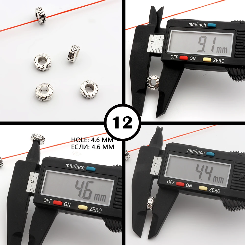 50 Stück, 32 verschiedene Arten, gemischte Metall-Abstandshalter-Perlen mit unterschiedlichen Lochgrößen für die Herstellung von Schmuck, Armbändern, Halsketten und Ohrringen – Großhandel. – Detail 24