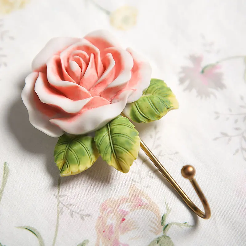 Heart-shaped Painted Single Wall Hook, Resin Rose Hanger, Gold, Home Decoration