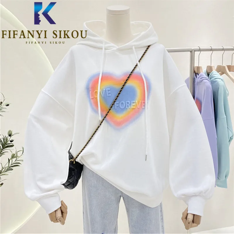 

Casual Sweatshirt Women Spring Autumn Loose Hoodies Long Sleeve Fashion Print Pullover Female Loose Tops Hooded Sweatshirts