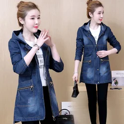 Denim Jacket For Women Plus Size 4xl 5xl Hooded Feminine Coat Korean Jacket Woman Windbreaker Jaqueta Feminina KJ215