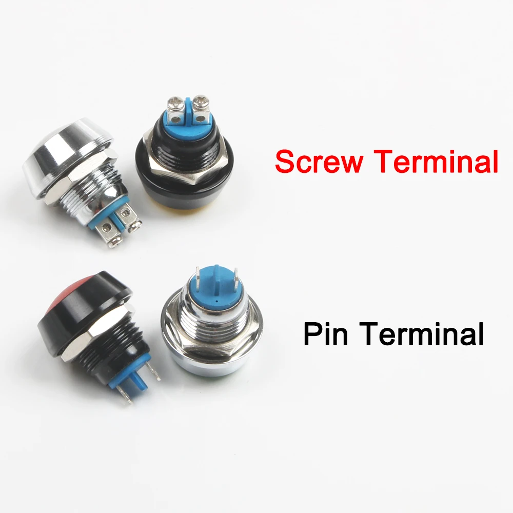 12mm waterproof Momentary 1NO domed push button switch pin/screw terminal reset button Alumina black button on-off micro switch