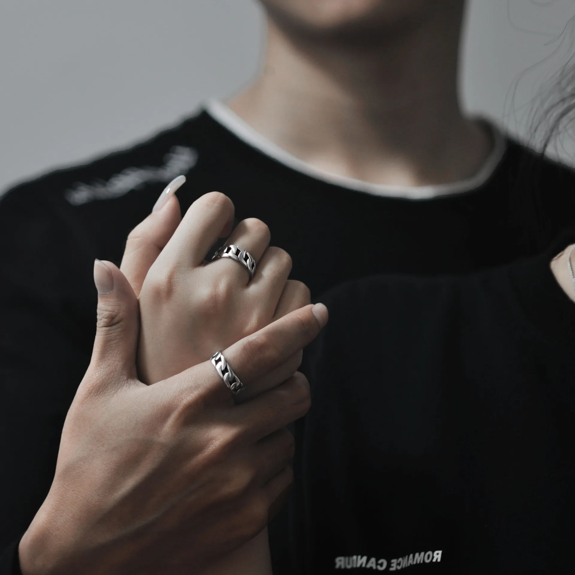 BOCAI New Trendy Braided Couple Ring S925 Pure Silver Fashion Engagement Ring For Men and Women
