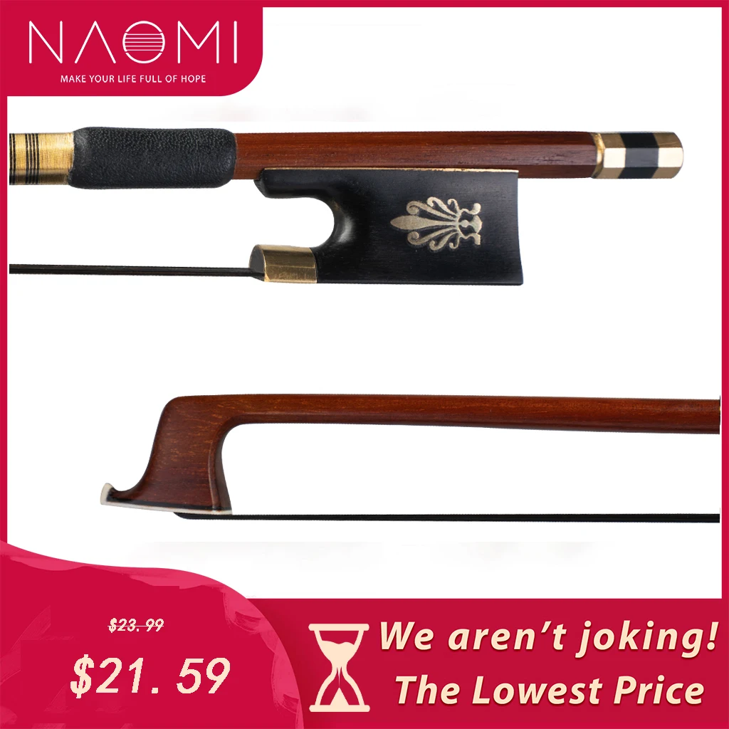 

NAOMI Advanced Violin Bow 4/4 Fiddle Bow IPE Wood Round Stick Ebony Frog W/ Peacock Pattern Inlay Well Balanced