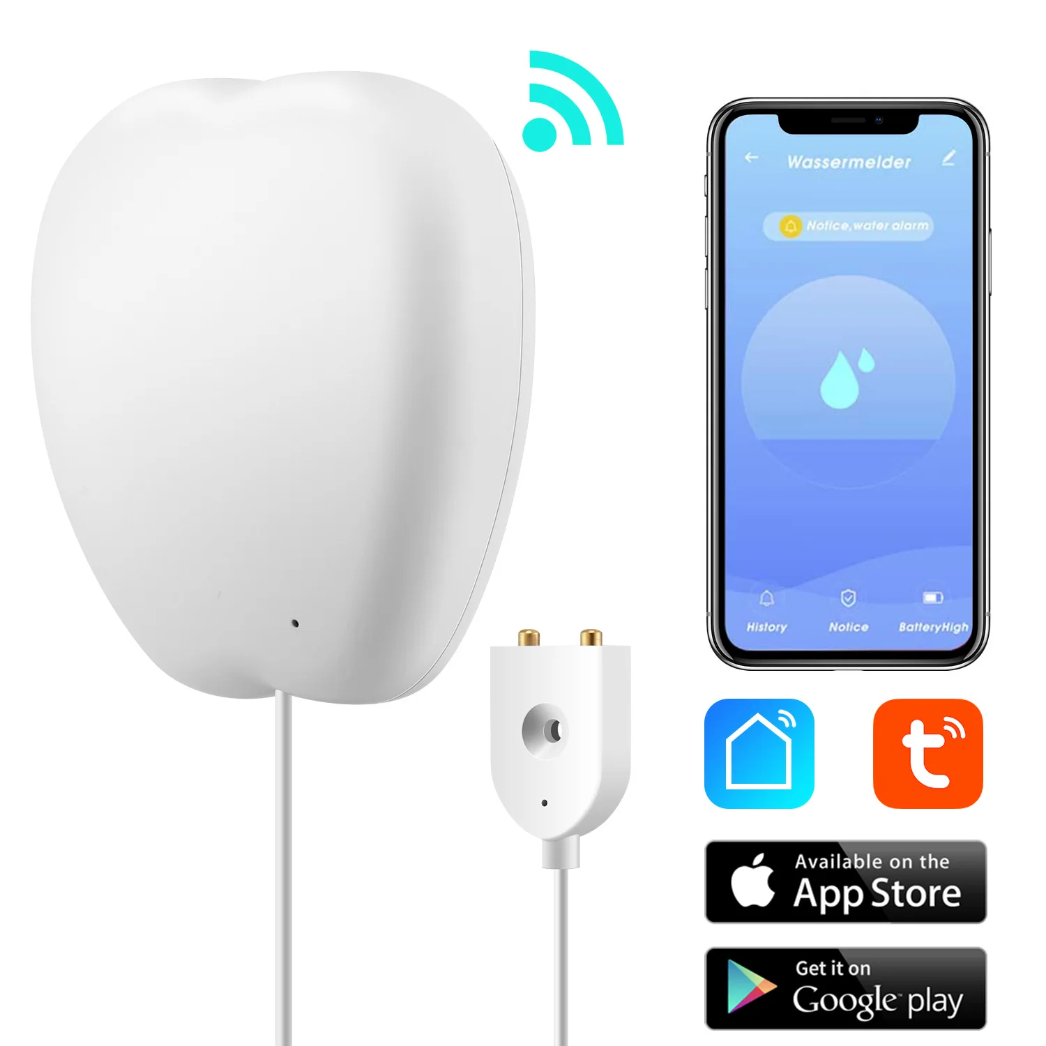 Ejlink wi fi inteligente sensor de vazamento de água app alarme remoto push casa inteligente sensor inundação waterlog alarme