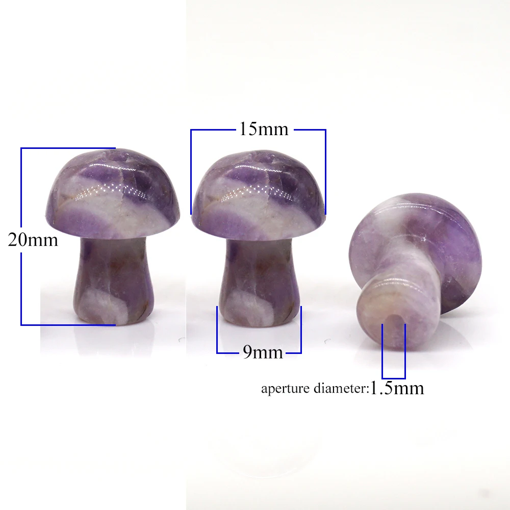 1PC 20MM Drill Hole Mushroom Natural Stone Pendants Jewelry Making DIY Healing Crystals Bulk Beads Necklace Gemstone Wholesale