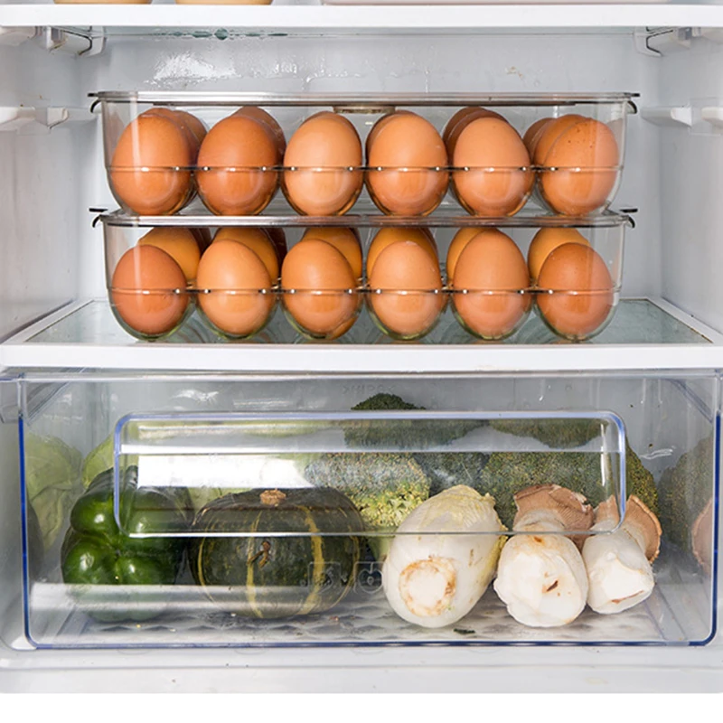 Clear Covered Egg Holders for Refrigerator 24 Egg Holder Tray Storage Box Dispenser Stackable Plastic Eggs Containers Dispenser