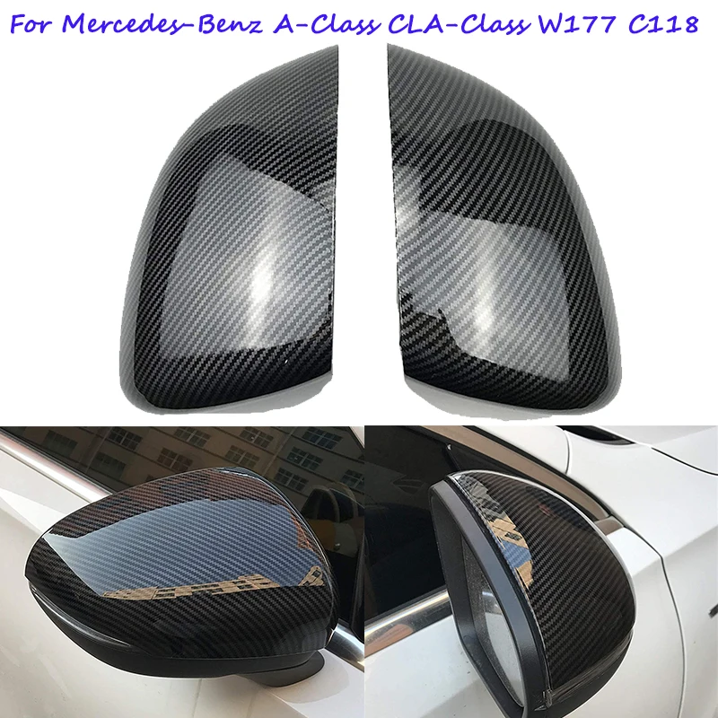 

For Mercedes Benz CLA C118 A Class W177 2019 2020 2021 Car Rearview Mirror Covers Side Wing Rear View Mirror Caps Carbon Fiber