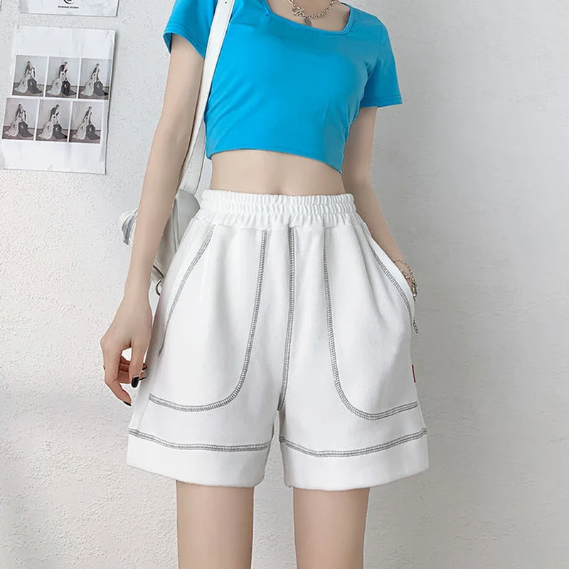 

Shorts Women Pockets Summer Simple Casual Solid Loose 6 Colors Breathable Cozy Soft All-match Streetwear Harajuku Women's Short