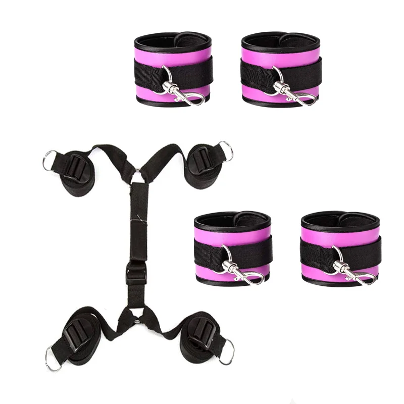 

Erotic Adjustable Pink Leather Handcuffs BDSM Bondage Under Bed Restraint Strap Adults Wrists And Ankle Cuffs Sex Toys For Woman