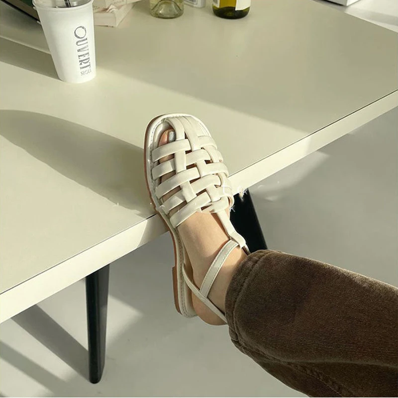 Women Sandals Summer Fashion Outdoor Beach Casual PU Leather Buckle Designer Women Shoes Retro Flat With Ladies Romanas Mujer