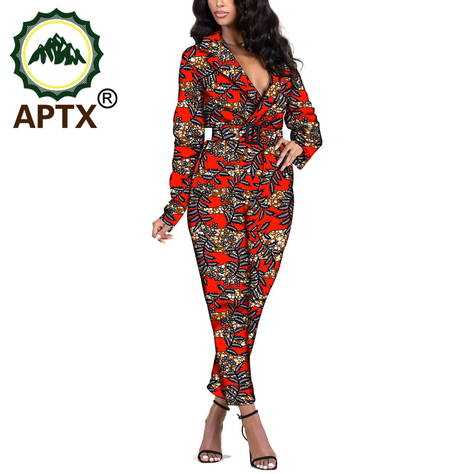 

African Clothing For Women Ankara Style V Collar Long Sleeves Ankle Length Wax Pure Cotton Female Office Suit Streetwear Fashion