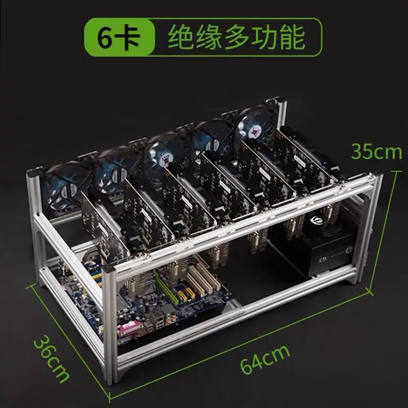 6 8 12 19 GPU Miner Mining Rig Aluminum Stackable Open Air Case Computer ETH Frame Rig For Bitcon Miner Kit Unassembled Ethereum