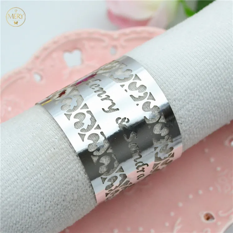 100pieces Custom Design Laser Cut Hebrew Bar Mitzvah Party Paper Napkin Rings