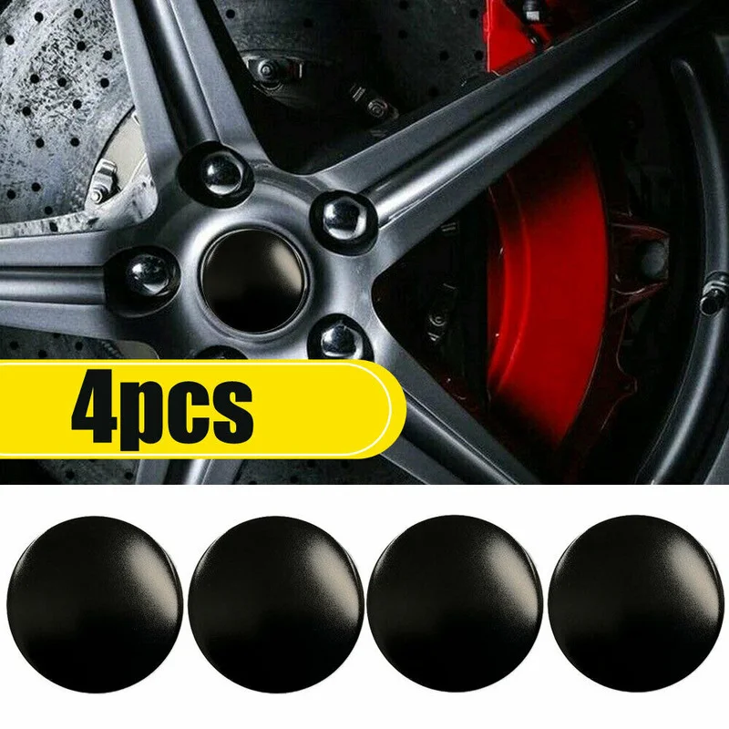 

4pcs Black Aluminum Auto Car Tuning Wheel Center Hub Cap Sticker Decal 2.2" DOME Shape Universal Car Decoration Accessories