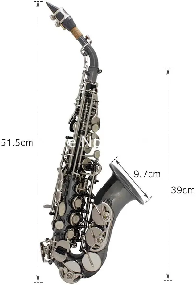 

Custom logo Curved Soprano Saxophone B Flat Black Body Brass Woodwind instrument With Mouthpiece Case