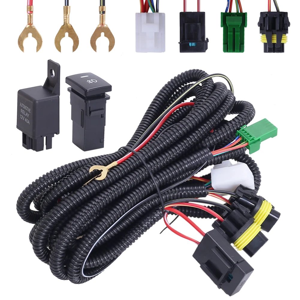 

12V Car LED Fog Light On/Off Switch Wiring Harness Fuse Relay Kit LED Switch Wiring Relay for Toyota Accessories