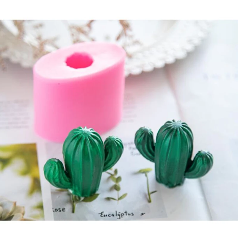 3D Cactus Tree Shape Cake Baking Mould Silicone Candle Molds DIY Gypsum Aromatherapy Wax Mold Handmade Soap Making Tool