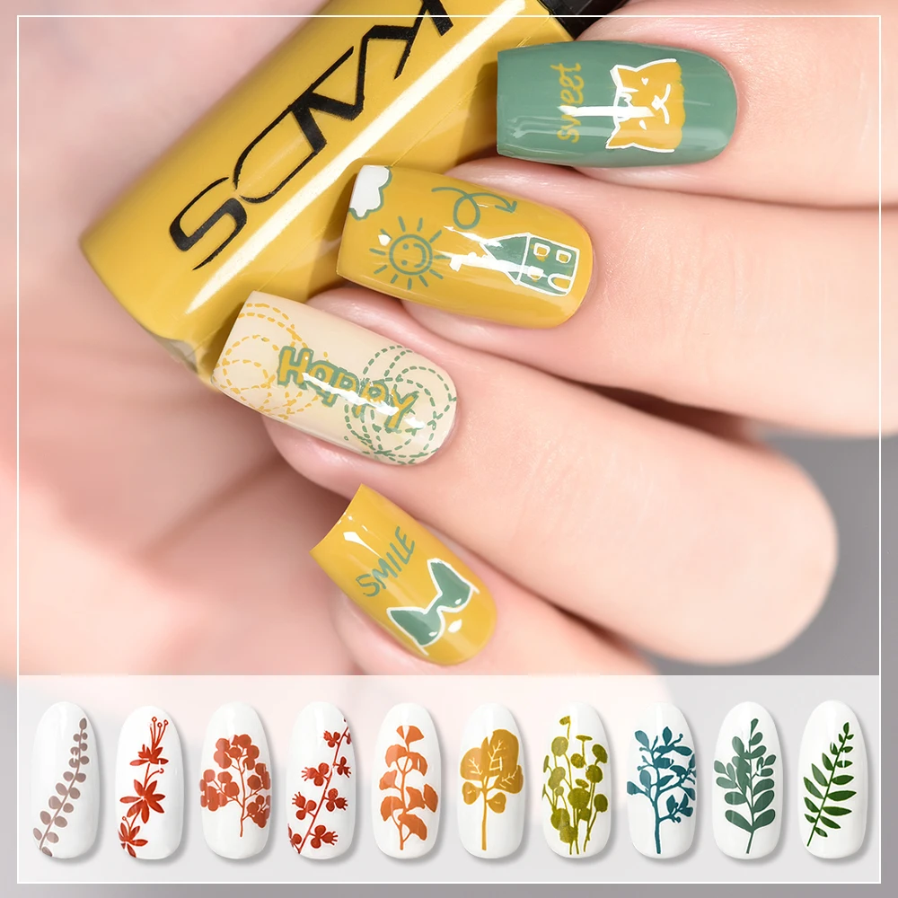 KADS-esmalte de uñas para estampado, laca para arte de uñas, plantilla opcional, 47 colores, 1 botella por lote