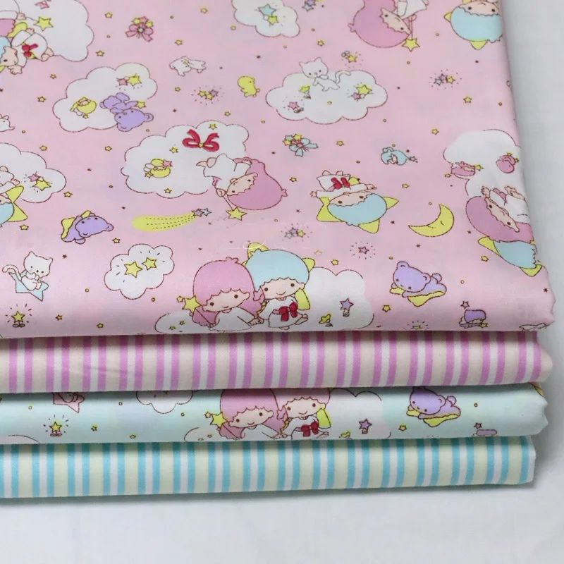 Pink Star Princess Cartoon Twill Cotton Fabric For Quilting Bedding DIY Sewing Accessories By Half Meter