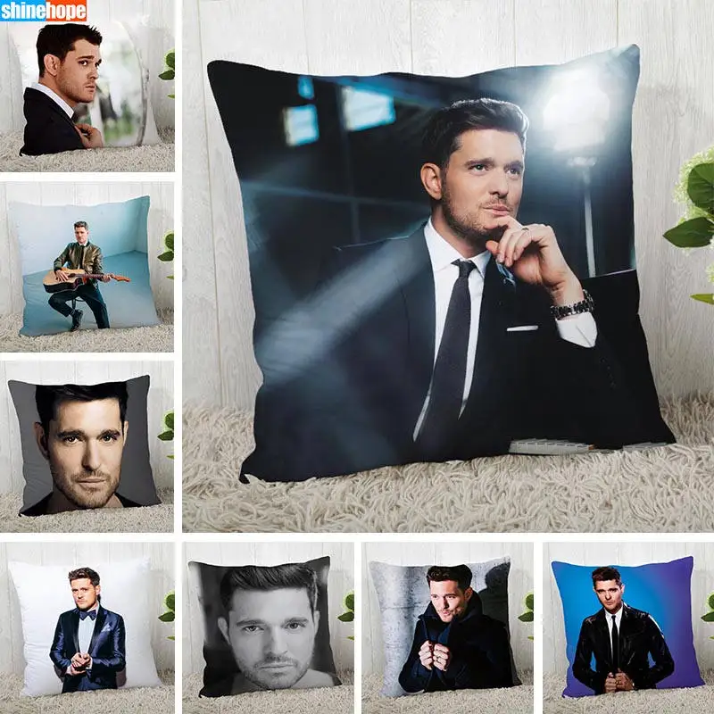 Custom Pillow Cases Michael Buble Square Pillowcase Christmas Zippered Pillow Cover 40*40cm,45*45cm(One Side)