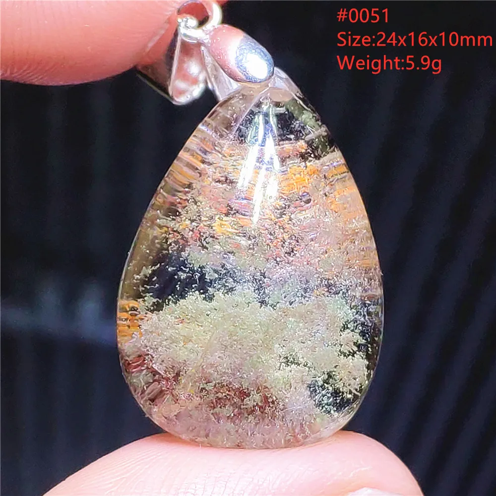 Natural Green Red Phantom Quartz Pendant Clear Beads Water Drop Women Red Orange Phantom Necklace Jewelry AAAAAA