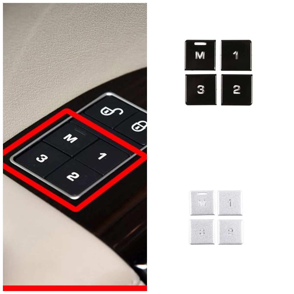 

For Land Rover Car Interior Accessories Aluminum Alloy M123 Seat Memory Adjustment Button Decorative Patch Sticker 4 Piece Set