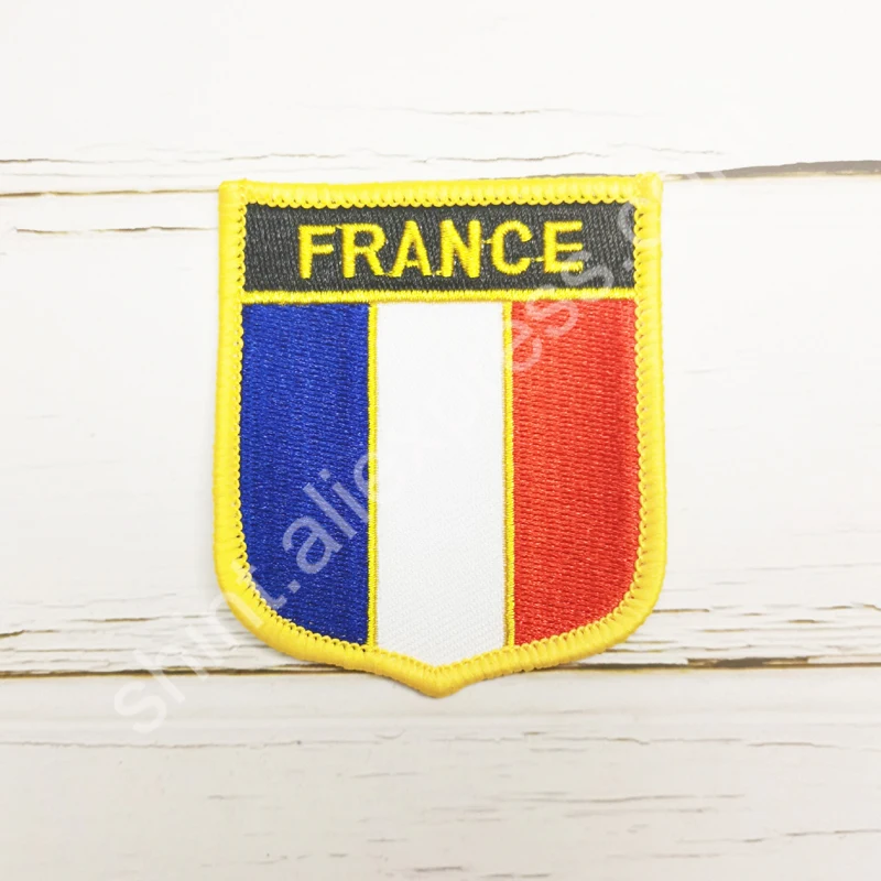 France National Flag Embroidery Patches Badge Shield And Square Shape Pin One Set On The Cloth Armband   Backpack  Decoration