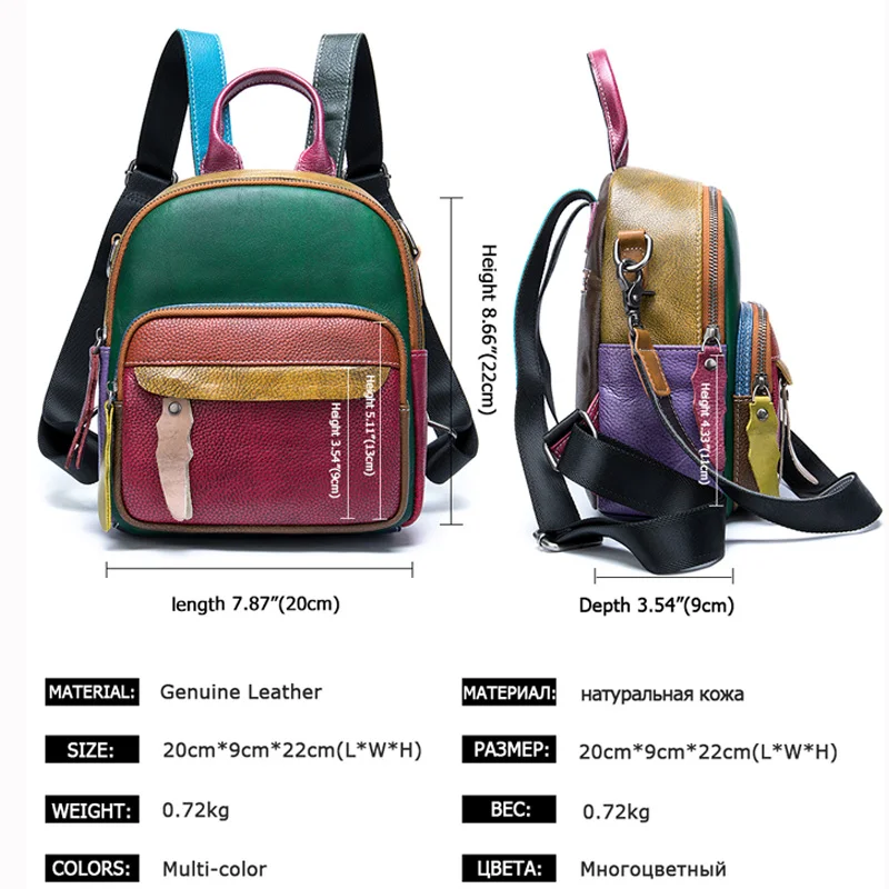 WESTAL Small Women\'s Backpack Genuine Leather School Bag for Teenager Girls Patchwork Daypack Mini Backpack Women Back Bag 049