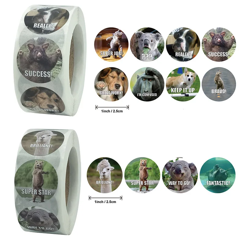 500pcs/Roll Funny Animal Series Children Learning Reward Stationery Sticker Fashion Cartoon Rabbit Seal Stickers