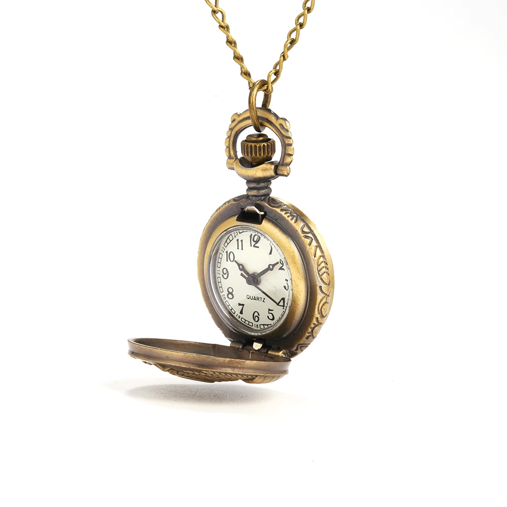 8909   Large bronze badge wheat ears Roman scale creative trend pocket watch personality retro gift quartz pocket watch