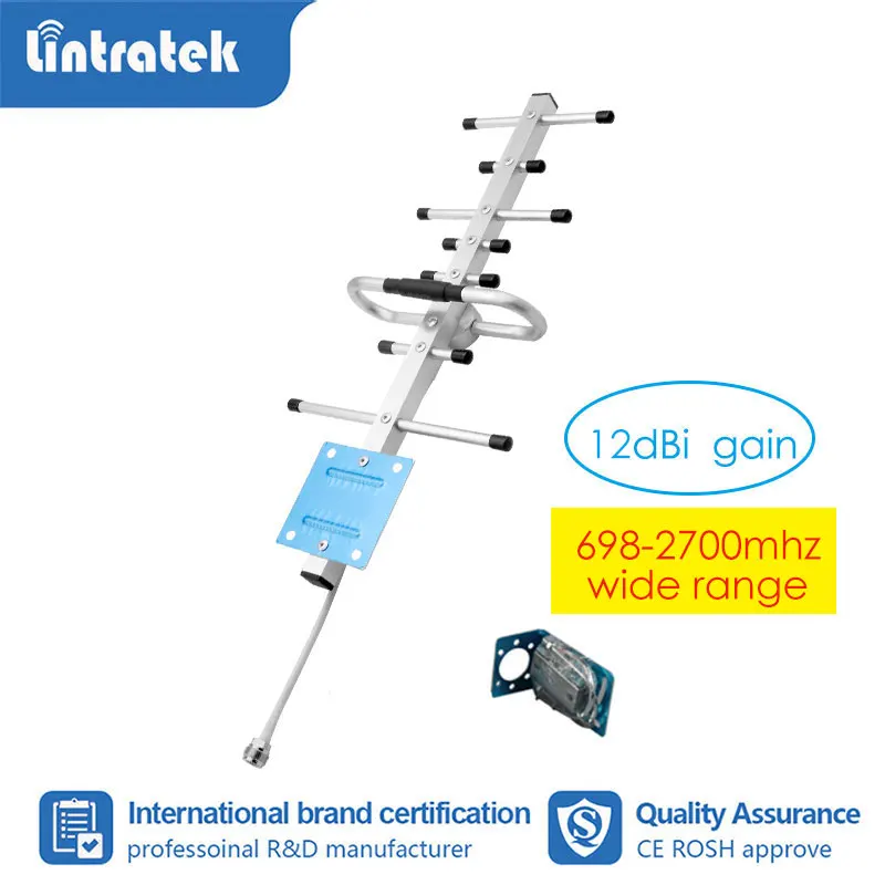 Lintratek GSM 900mhz 1800 2100 2600 700 800 booster accessories signal amplifier 2G 3G 4G  yagi antenna + celling +10m cable  s4