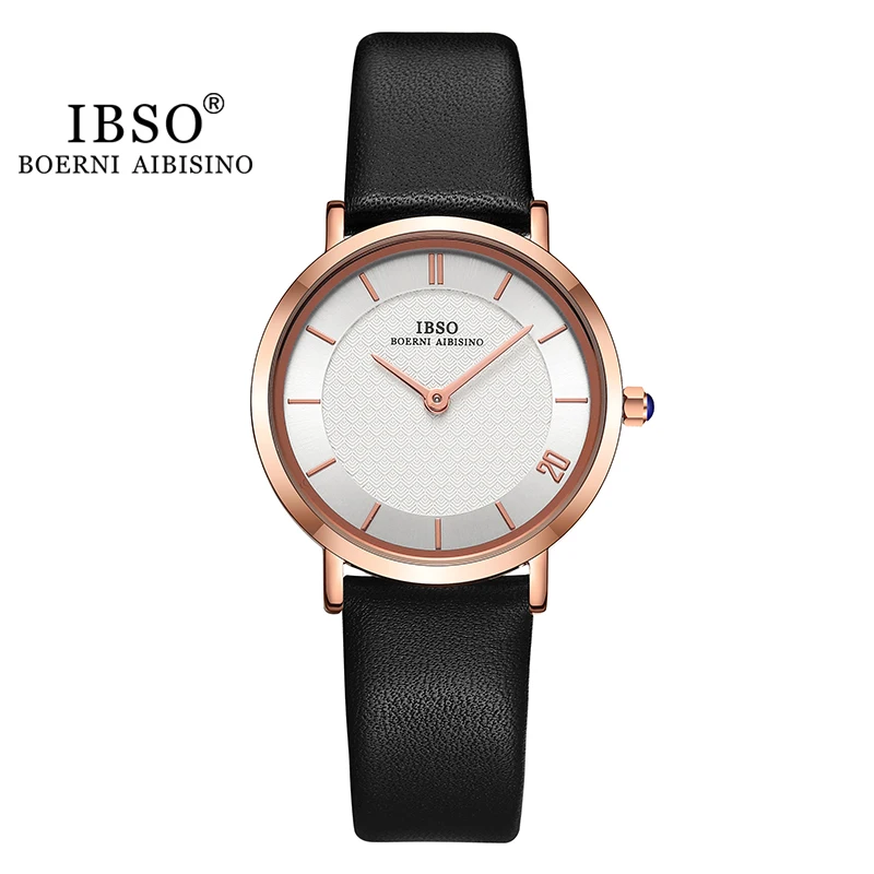 IBSO Women Elegant Watch Leather Strap Drop Shipping Gift Watch Ladies Japanese Movement 3Bar Waterproof Simple Design 8160L