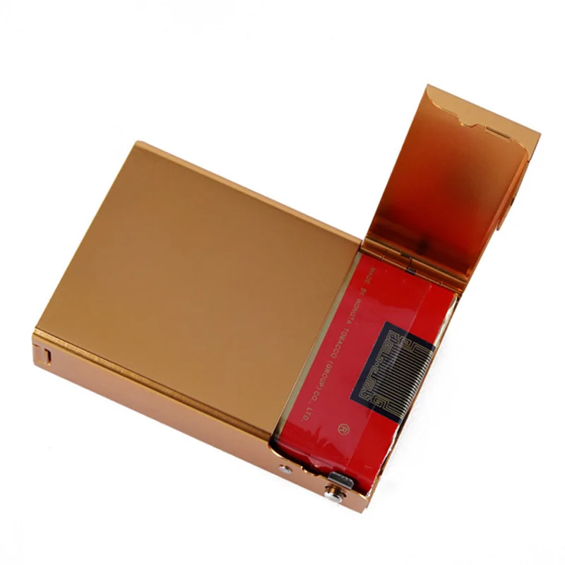 1pcs Fashion Aluminum Alloy Ultra-thin Automatic Pop-lid Cigarette Case Creative Men Portable Smoking Accessories