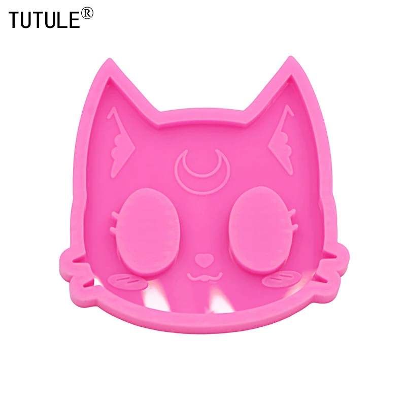 Shiny Cat head anti-wolf artifact silicone mold DIY Tag Kitty Keychain UV For Resin Polymer Clay Baking Silicone Molds